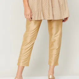 Melange by Lifestyle Women Gold-Toned Straight Fit Trousers-picture-40