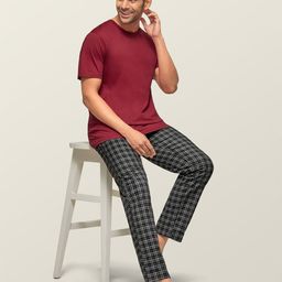 XYXX Men Black & Grey Checked Pure Cotton Antimicrobial Lounge Pants-picture-16