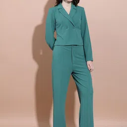 Ketch Lapel Neck Double Breasted Blazer With Wide Leg Trousers-picture-39