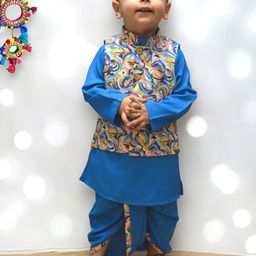 A.T.U.N. Boys Mandarin Collar Straight Kurta With Dhoti Pants-picture-45