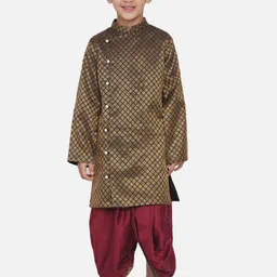 Little Bansi Boys Black Ethnic Motifs Printed Kurta with Dhoti Pants-picture-16