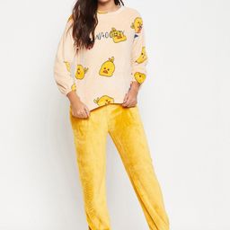 Camey Graphic Printed Round Neck Long Sleeve T-shirt With Pyjamas-picture-43