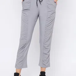Clovia Women Grey Solid Straight-Fit Cropped Track Pants-picture-33