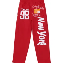 Fashionable Boys Red & White Printed Pure Cotton Regular Fit Track Pants-picture-29