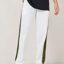 Styli Men Cream-Coloured Relaxed Fit Pure Cotton Track Pants-image-2