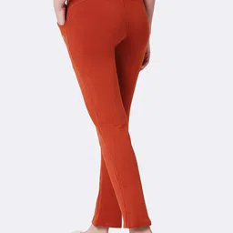 Van Heusen Women Solid Mid-Rise Smart Tech+ Straight Lounge Pants image 3