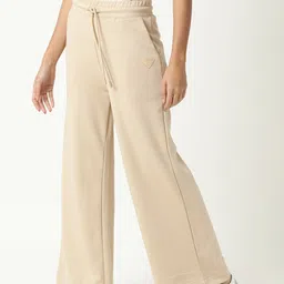 RAREISM Women Beige Solid Cotton Track Pants image 3
