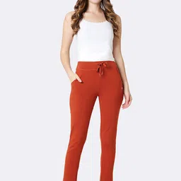 Van Heusen Women Solid Mid-Rise Smart Tech+ Straight Lounge Pants image 5