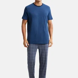 Jockey Men Grey & Navy Blue Regular Fit Checked Lounge Pants image 4