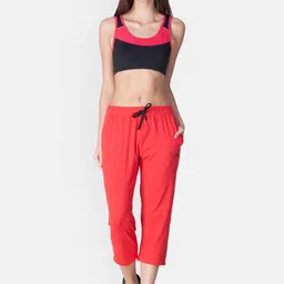 LYRA Women Plus Size Coral Red Solid Track Pants image 4