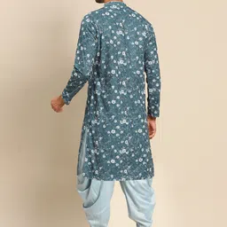 KISAH Men Blue Printed Angrakha Kurta with Dhoti Pants image 5
