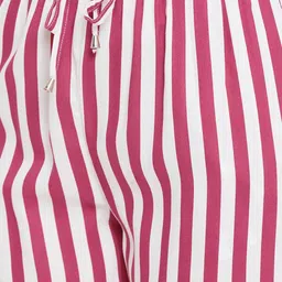 Hypernation Women Red & White Striped Lounge Pants image 3