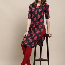 7Threads Women Pack Of 6 Printed Crepe Straight Kurta image 4