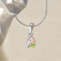 HighSpark Girls 925 Sterling Silver Face 2 Unicorn-Shaped Pendant With Chain-image-60