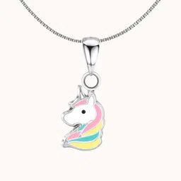 HighSpark Girls 925 Sterling Silver Face 2 Unicorn-Shaped Pendant With Chain image 3