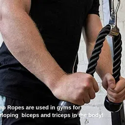 Spanco Tricep Rope Pull Down Fitness Cable Attachment with Stainless Steel Snap Hook- Lats, Biceps, Triceps, Gym or Home - Tricep Rope - Black image 5