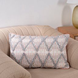 MASPAR Peach-Coloured & Grey Geometric Rectangle Cotton Cushion Covers-picture-30