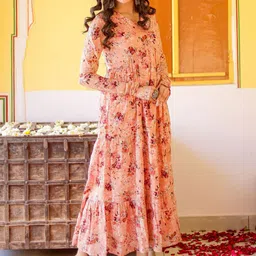 VASVI  Printed Cotton Flared Midi Ethnic Dress image 3