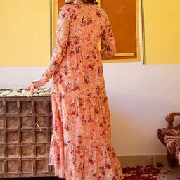 VASVI  Printed Cotton Flared Midi Ethnic Dress image 5