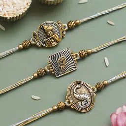 eCraftIndia Set Of 3 Krishna Thread Rakhis-picture-31