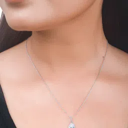 Studio Voylla 925 Sterling Silver American Diamond CZ Pearl Shaped Pendant image 5