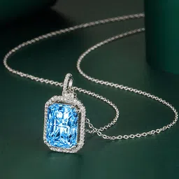 Designs & You Silver-Plated Cubic Zirconia & Rectangular Charm Pendant With Chain image 1