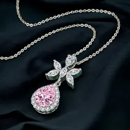 Designs & You Silver-Plated Cubic Zirconia Stone Studded Teardrop Shape Pendant With Chain image 1