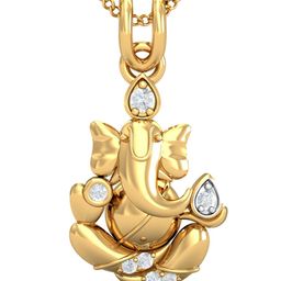 KUBERBOX Ganesha 18KT Gold Diamond-Studded Pendant-1.65gm-picture-20