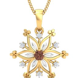 KUBERBOX Snowflake Citrine 18KT Gold Diamond-Studded Pendant-1.23 gm-picture-36
