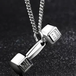 SALTY Stainless Steel Dumbbell Shaped Pendants with Chains image 1
