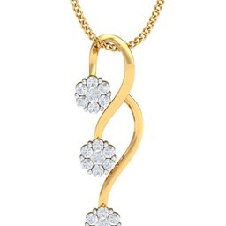 KUBERBOX Exotic Solitaire 18KT Gold Diamond Studded Pendant-0.86gm-image-94