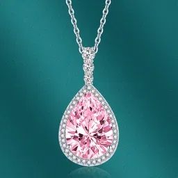 Designs & You Silver Plated & CZ Studded Pendant With Chain image 2