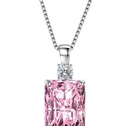 Designs & You Silver-Plated CZ-Studded Rectangular Pendant With Chain image 3