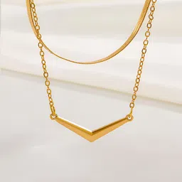 Goho Elegant Layered Necklace With V-Shaped Pendant image 3