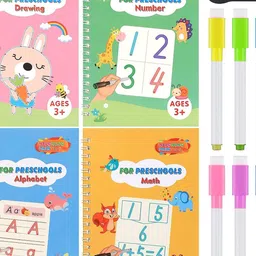 OPINA Kids Reusable Copybook With 8 Colour Pens image 3