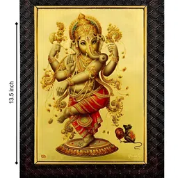 Hawai Gold-Toned & Black Ganesh Ji Wood Wall Photo Frame image 5