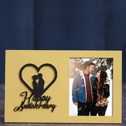 eCraftIndia Brown Heart Couple Love Happy Anniversary Rectangular Photo Frame-image-60