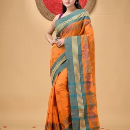 DESH BIDESH Ethnic Motifs Woven Design Pure Cotton Taant Saree image 1
