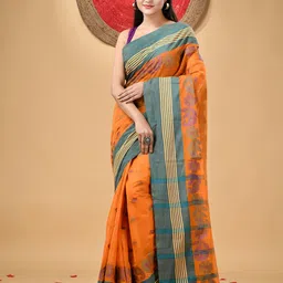 DESH BIDESH Ethnic Motifs Woven Design Pure Cotton Taant Saree image 2