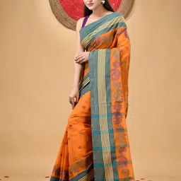 DESH BIDESH Ethnic Motifs Woven Design Pure Cotton Taant Saree image 3