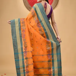 DESH BIDESH Ethnic Motifs Woven Design Pure Cotton Taant Saree image 4