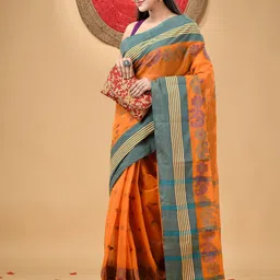 DESH BIDESH Ethnic Motifs Woven Design Pure Cotton Taant Saree image 5