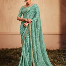 Mitera Embroidered Bandhani Saree-image-90