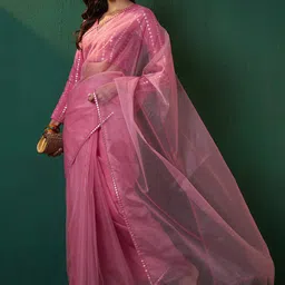Sangria Embroidered Bordered Organza Sarees image 3