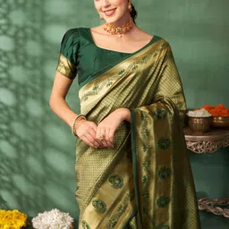 Sangria Floral Woven Design Banarasi Saree-image-80