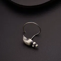 House of Aadyaa 925 Sterling Silver Oxidised Stud Nosepin image 4