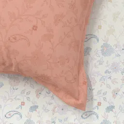 MYTRIDENT Peach-Coloured & White Floral Cotton 144 TC King Bedsheet With 2 Pillow Covers image 5