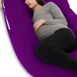 Mom's Moon Purple Cotton Lightweight Maternity  G Shaped Pillow-image-25