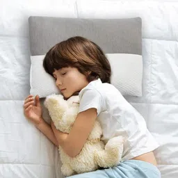 wakefit Kids White & Grey Hollow Fibre Sleeping Pillow image 4