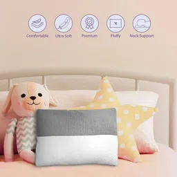 wakefit Kids White & Grey Hollow Fibre Sleeping Pillow image 5